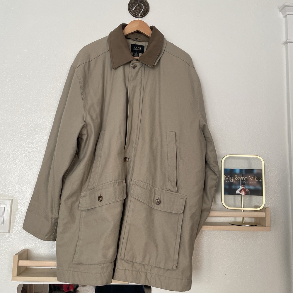 GH Bass & Co Tan Field Coat Nubuck Collar with Many Pockets, Men's Size XL
